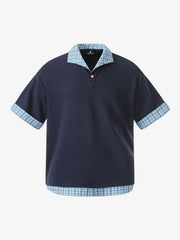 Poloshirt aus Piqué-Baumwolle mit kariertem Kontrastkragen und -bündchen