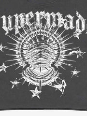 Schwarzes Crop-T-Shirt mit Grafikprint