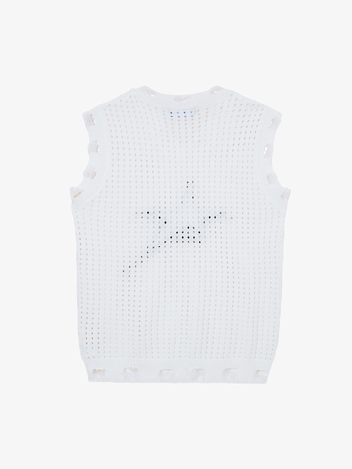 Distressed Jacquard Mesh Knit Vest