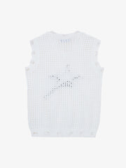 Distressed Jacquard Mesh Knit Vest