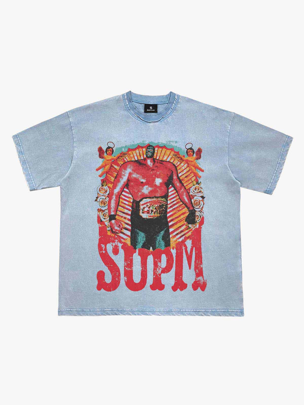 Double-Neck Washed Distressed Tee