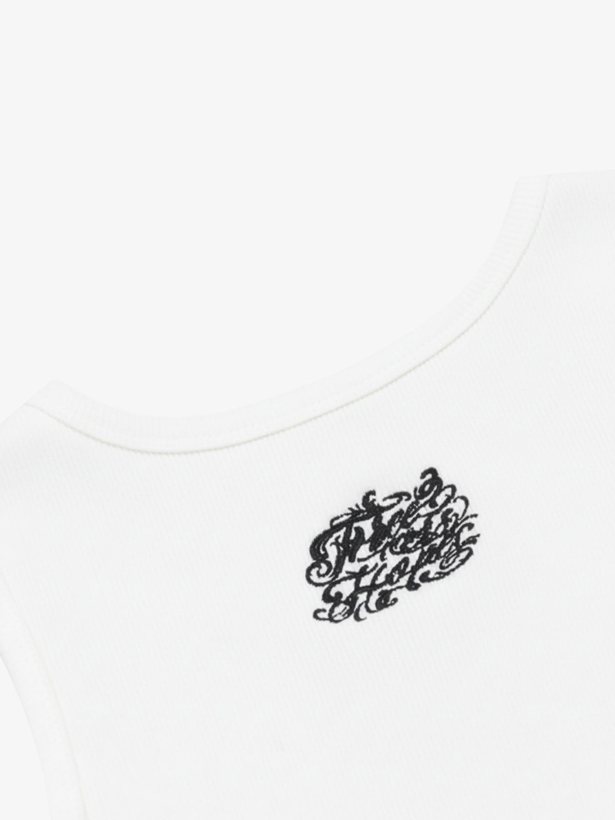 Gothic Lettering Embroidered Ribbed Vest - 2522 