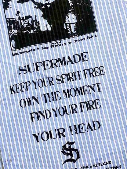 Vintage Illustration Striped Faux Two-Piece Shirt 