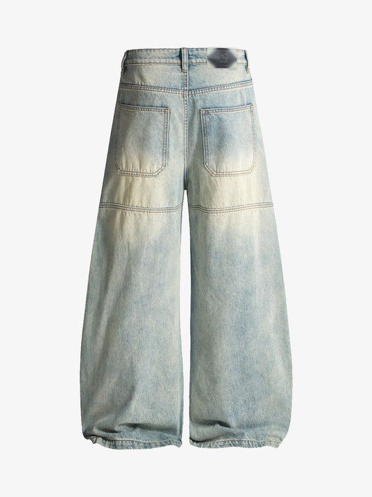Wide-Leg Denim Trousers with Unique Patchwork Design for Modern Fashionistas 