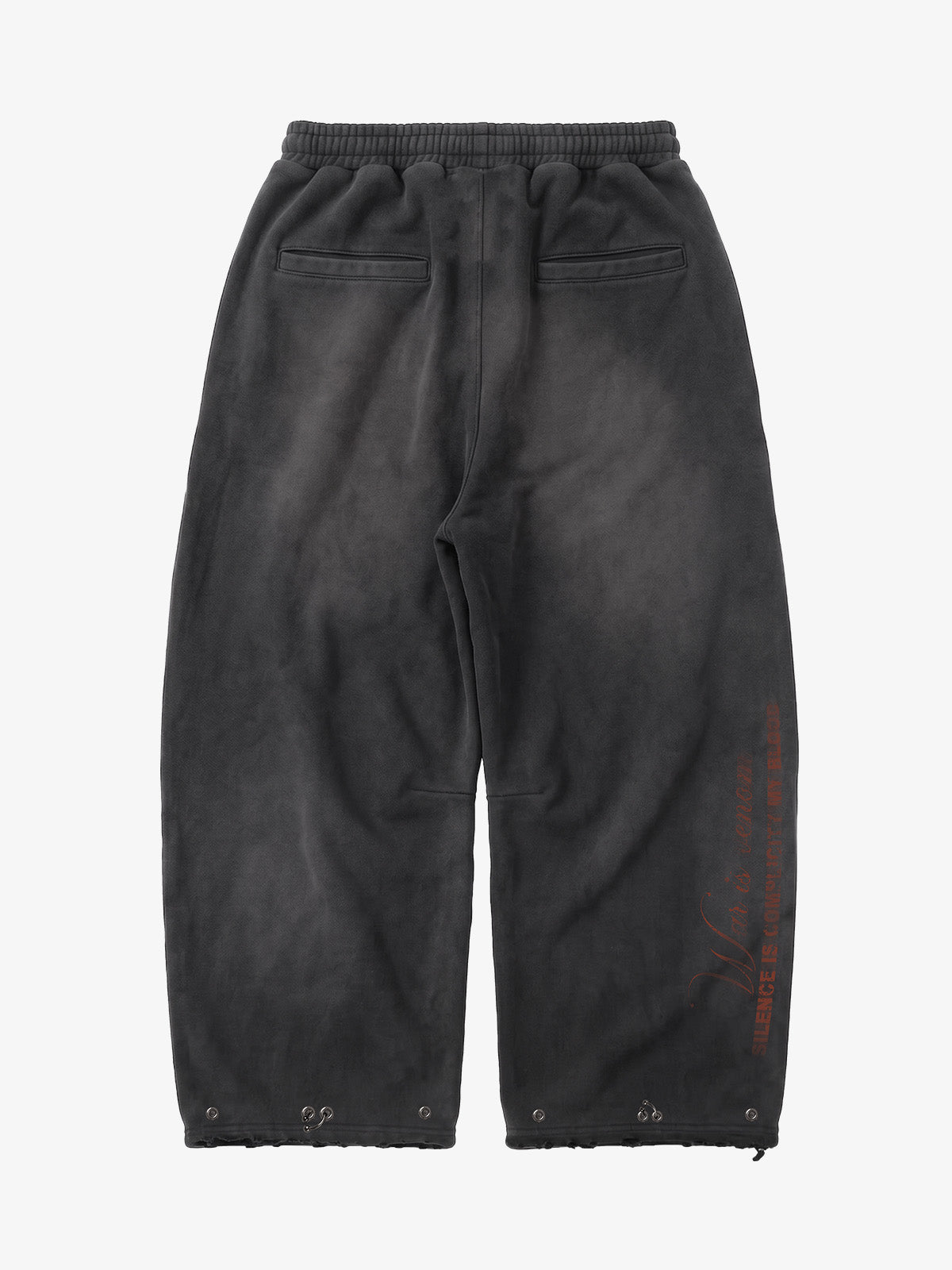Faux Tongue-Stud Washed Distressed Baggy Pants