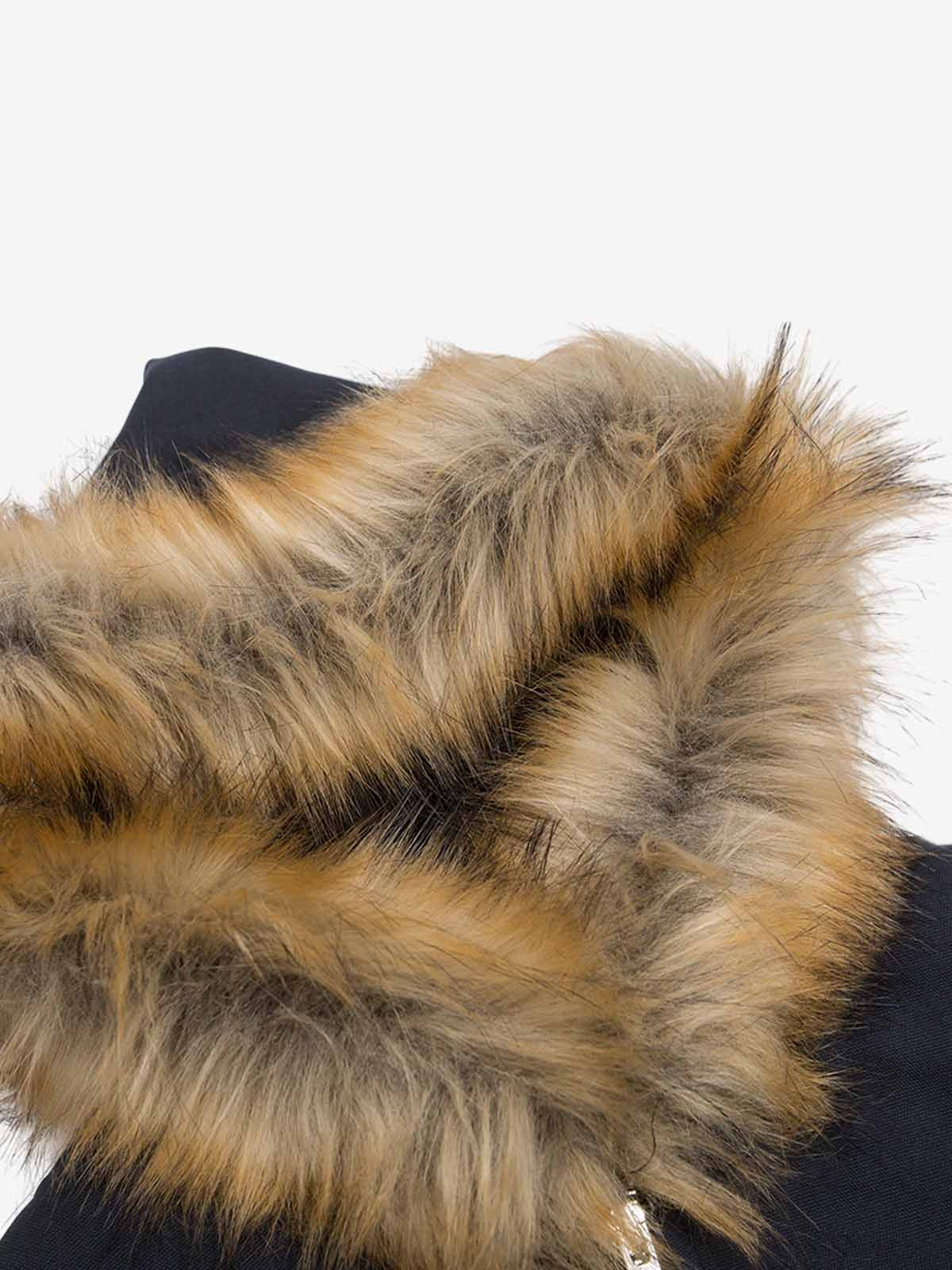 Patchwork Embroidered Fur Hooded Jacket - 2333 