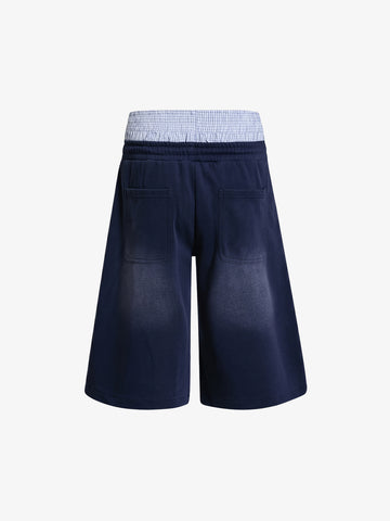 Retro Embroidered Double-Waist Capri Pants