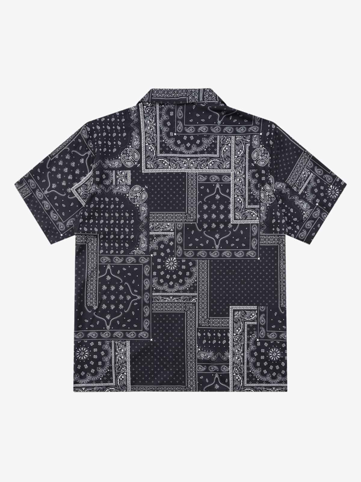 Vintage Bandana Patchwork Camp Collar Boxy Shirt 