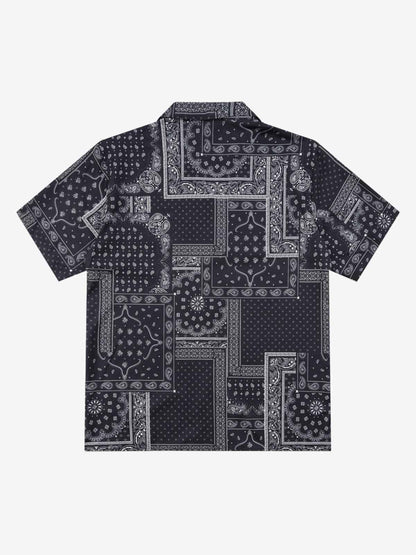 Vintage Bandana Patchwork Camp Collar Boxy Shirt 