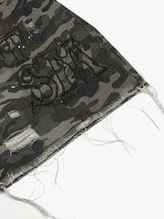 Distressed Camo Multi-Pocket Straight-Leg Jorts - 2611 