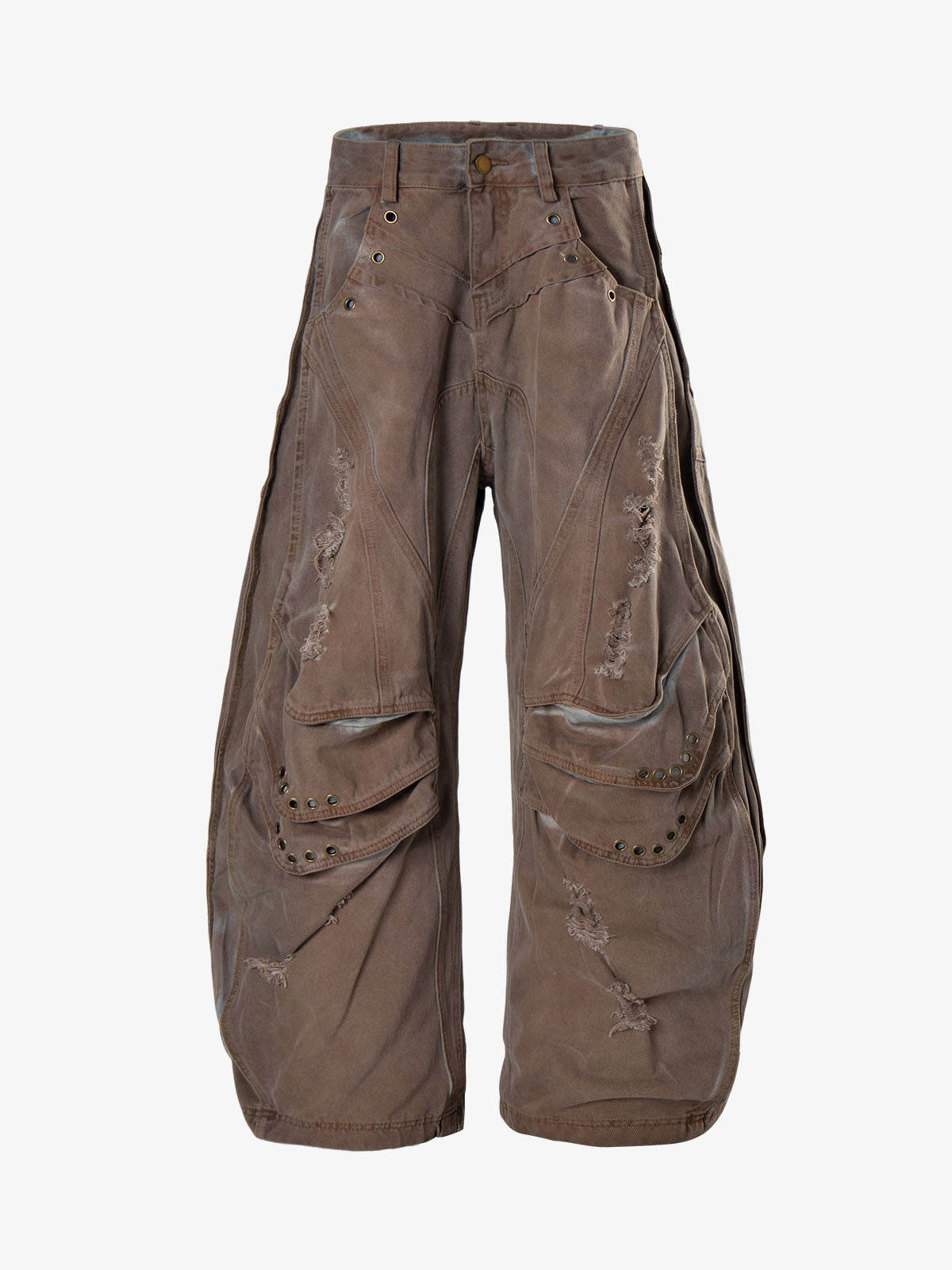 Grunge Deconstructed Eyelet Baggy Jeans