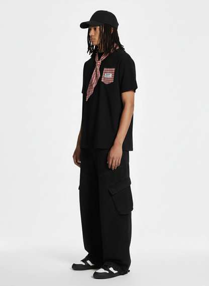 Street Plaid Tie Short Sleeve T-Shirt 