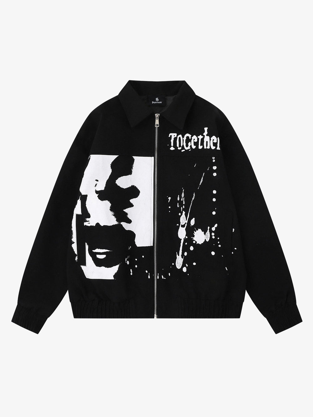 Dark Portrait Print Splatter Print Jacket