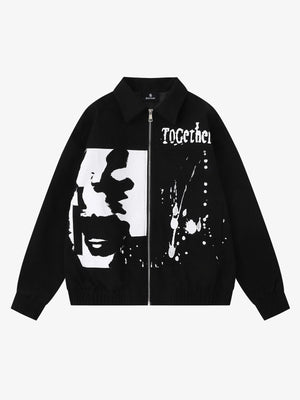 Dark Portrait Print Splatter Print Jacket