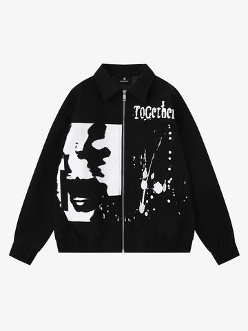 Dark Portrait Print Splatter Print Jacket