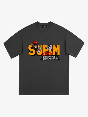 Supermade Trendy Hip-Hop Monkey Graffiti Font T-Shirt 