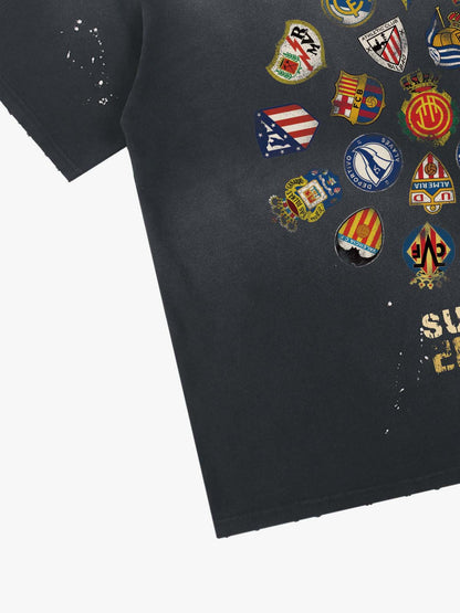 Distressed Ink Splatter Pattern Team Logo Collection T-shirt 