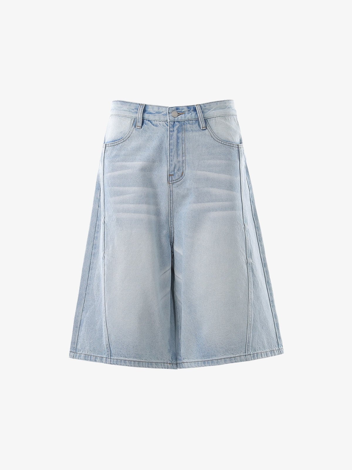 Panel Stitch Wide Leg Denim Jorts 