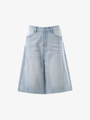 Panel Stitch Wide Leg Denim Jorts 