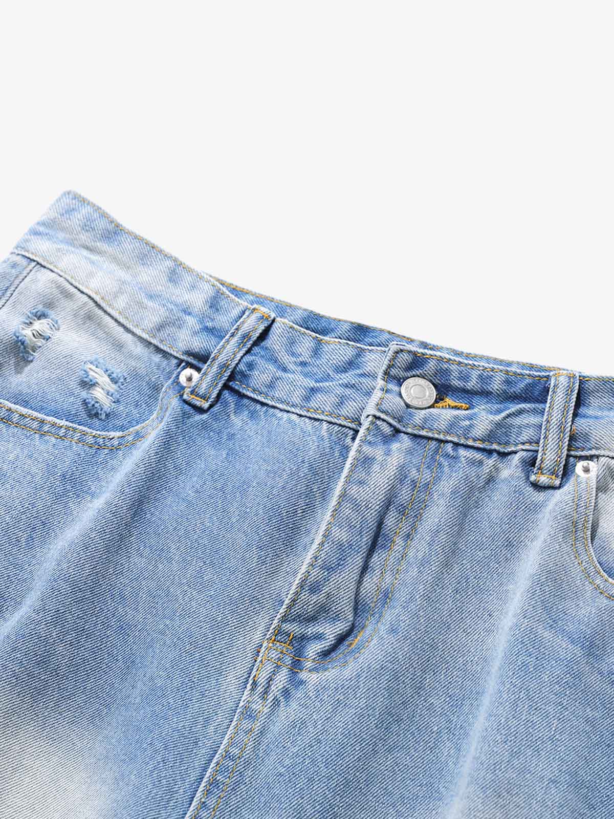 Distressed Faded Baggy Jorts 