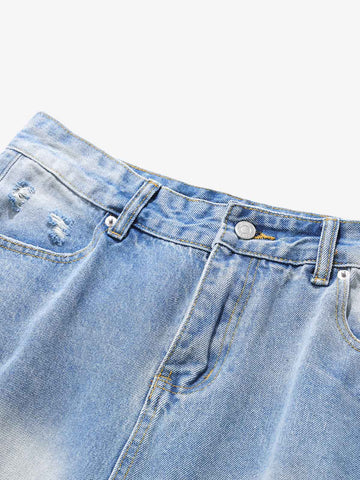 Distressed Faded Baggy Jorts 