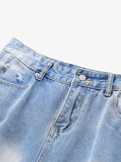 Distressed Faded Baggy Jorts 