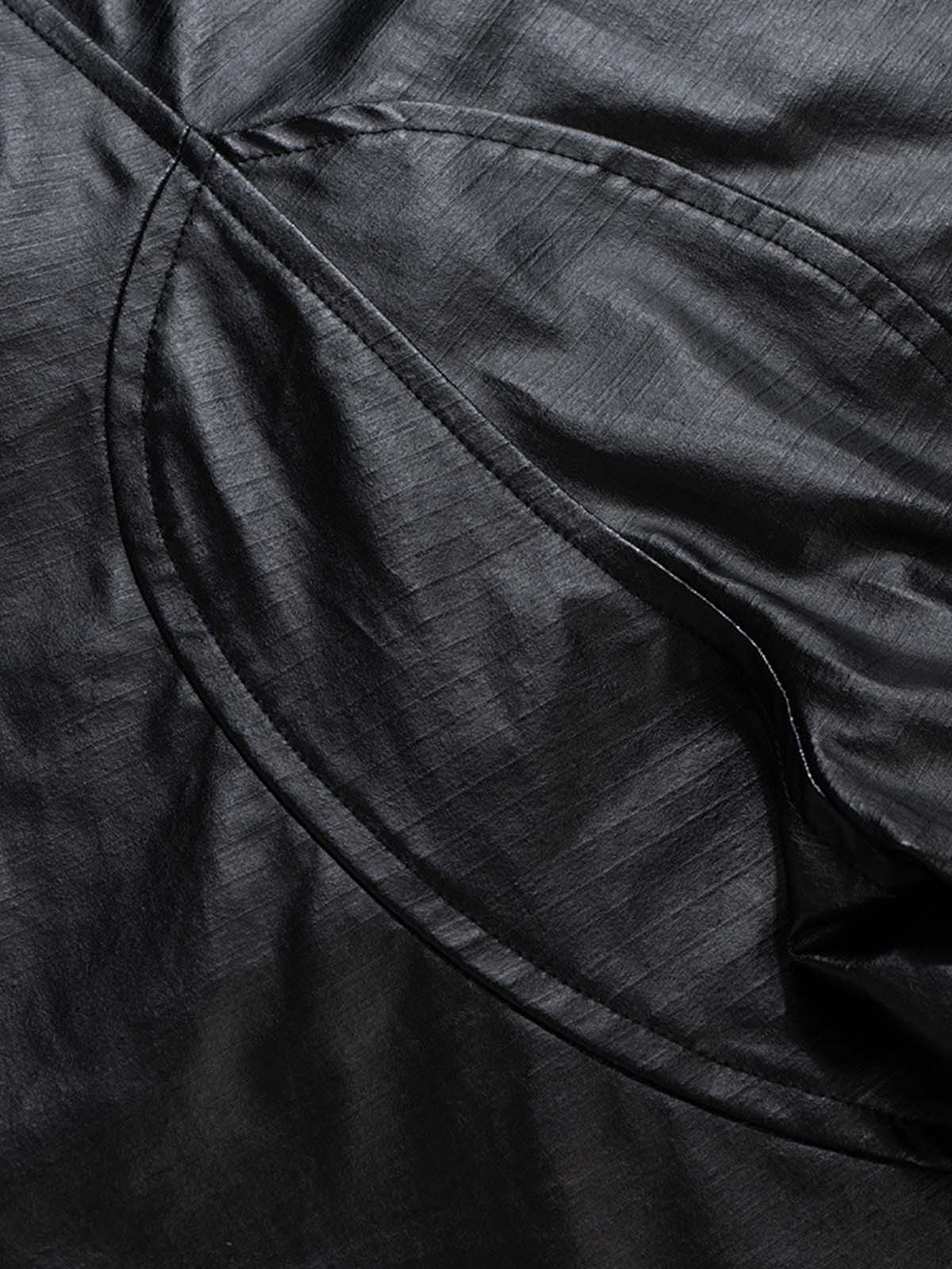 Drawstring Faux Leather Cargo Shorts