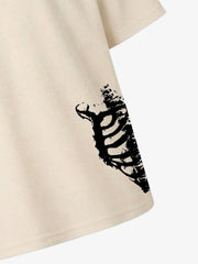 Asymmetric Skeleton Graphic Waffle T-Shirt 