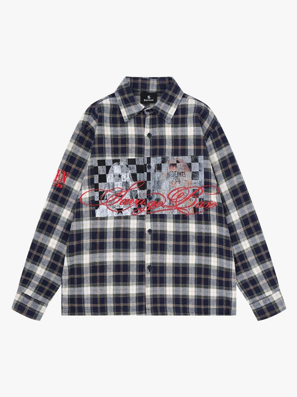 Floral Letter Embroidered Long Sleeve Shirt
