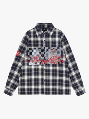 Floral Letter Embroidered Long Sleeve Shirt