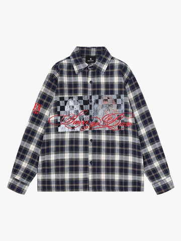 Floral Letter Embroidered Long Sleeve Shirt