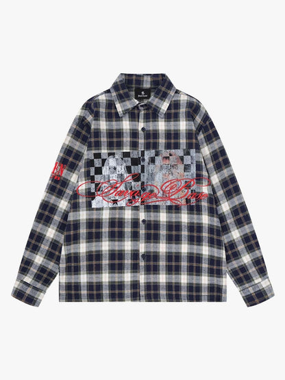 Floral Letter Embroidered Long Sleeve Shirt