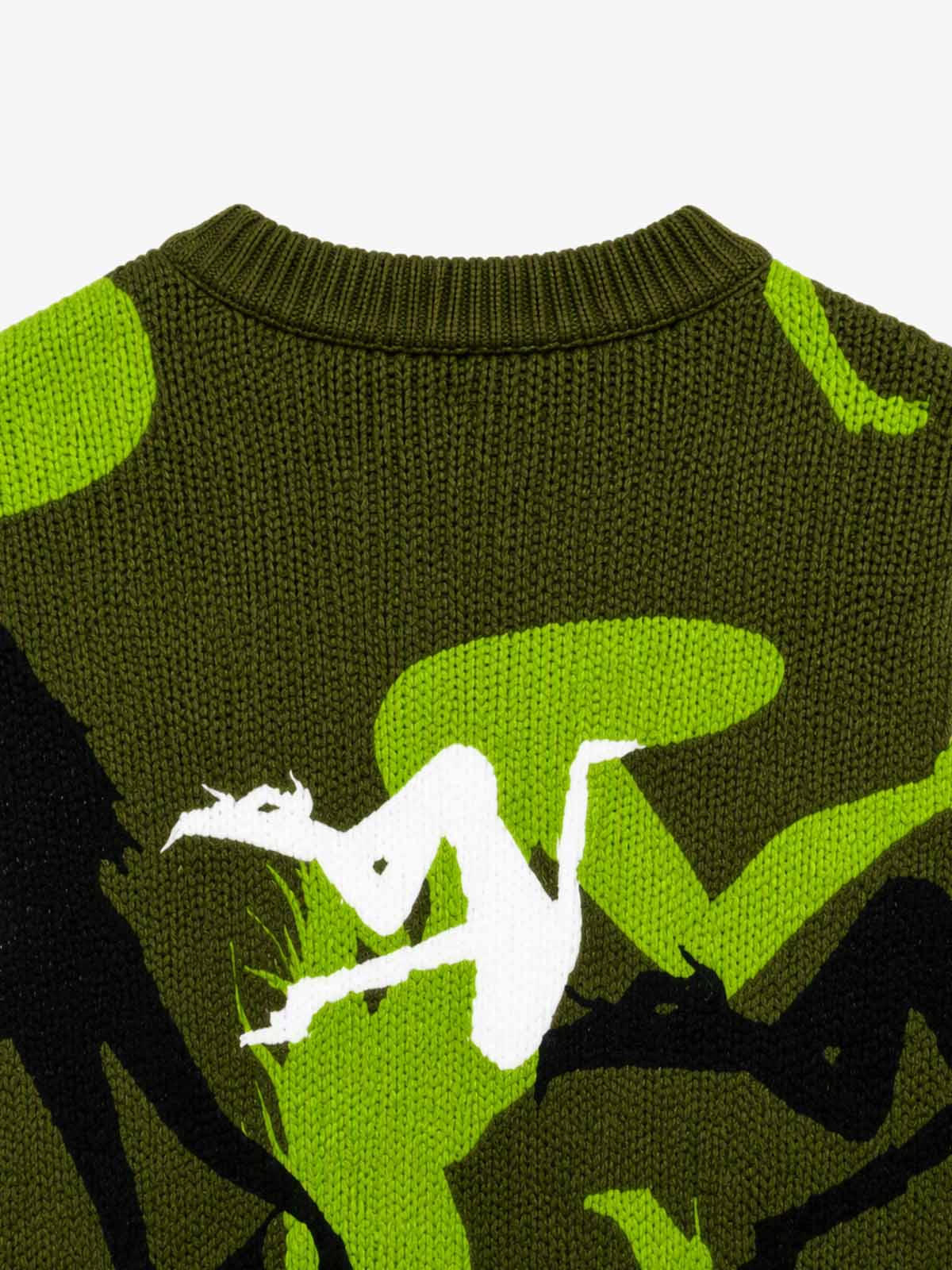 Abstract Camo Graphic Cropped Boxy Knit Sweater