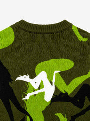 Abstract Camo Graphic Cropped Boxy Knit Sweater