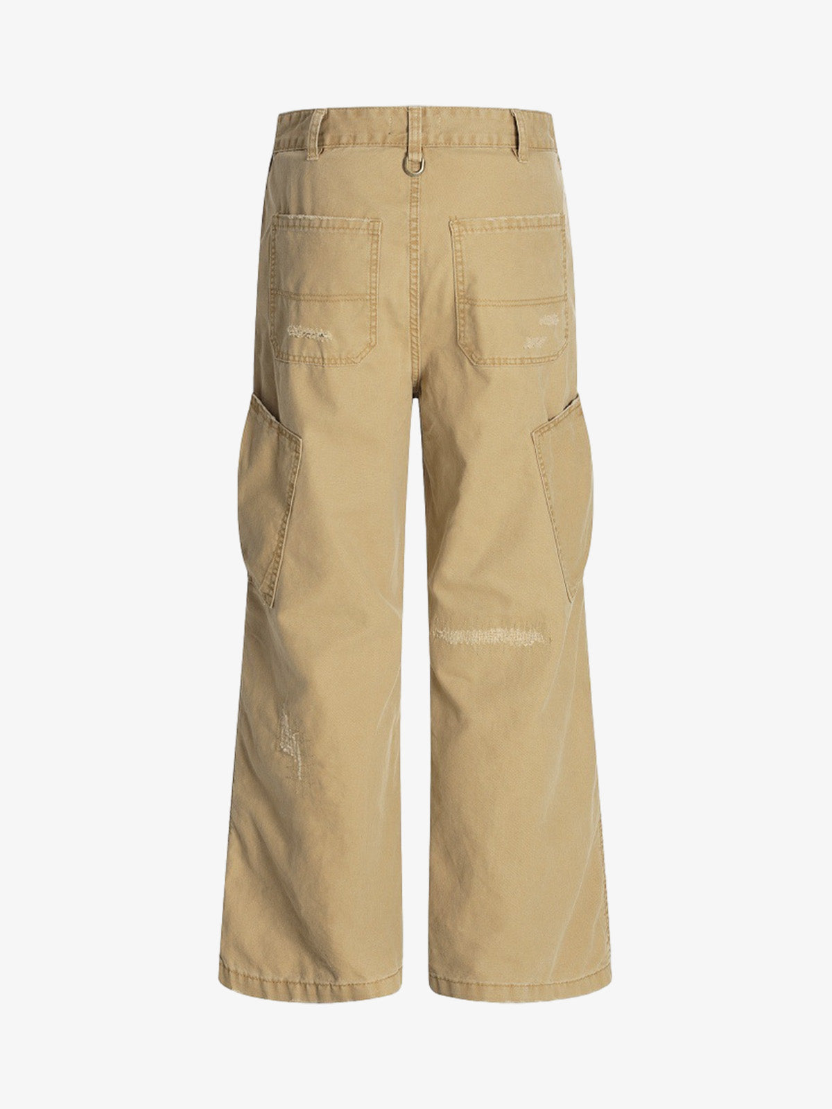 Hole Patch Pleated Multi-pocket Work Wear Casual Pants 