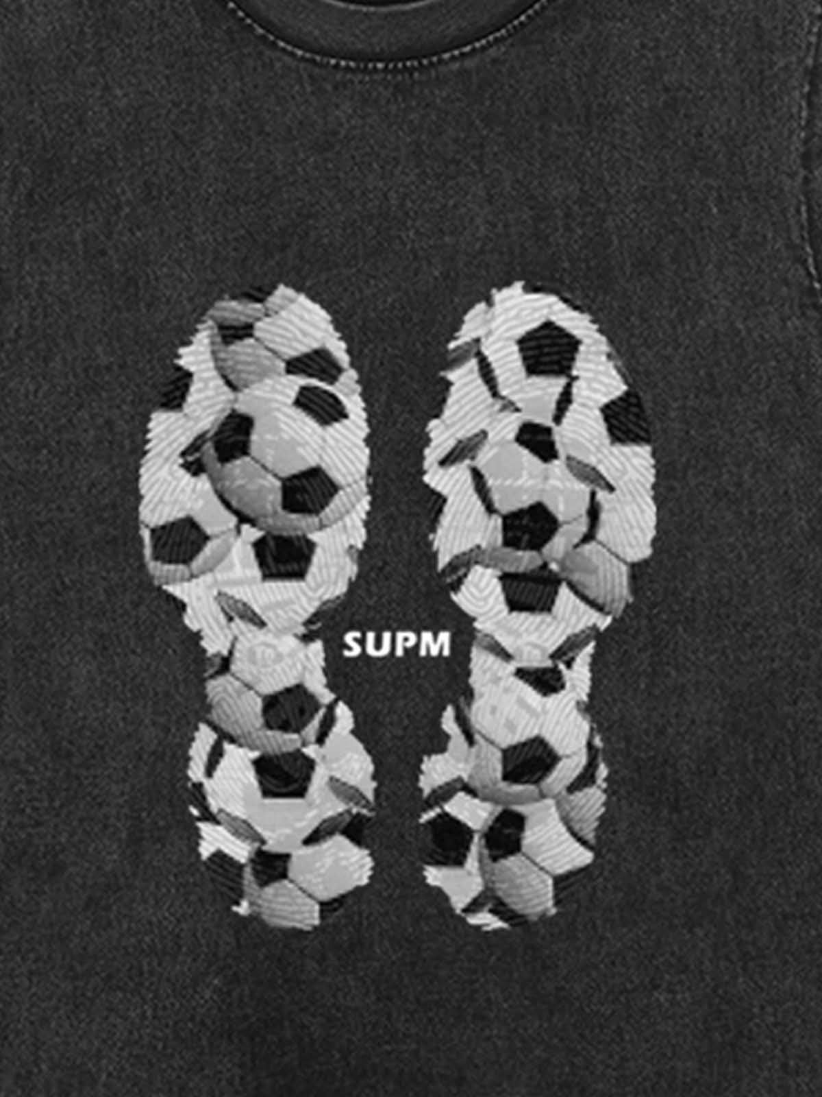 Soccer Ball Footprint Graphic Sleeveless T-Shirt 