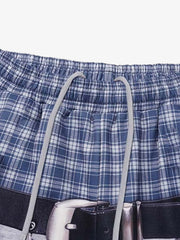 Plaid Waist Graphic Wide-Leg Sweatpants