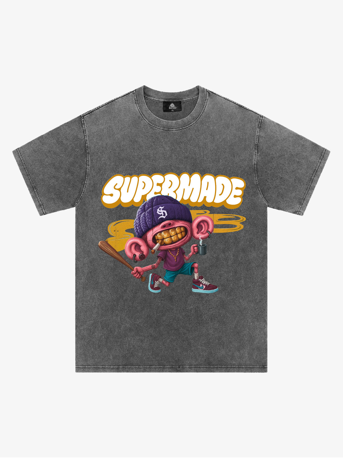 Thesupermade Cartoon Graffiti Baseball Cool Boy T-shirt 