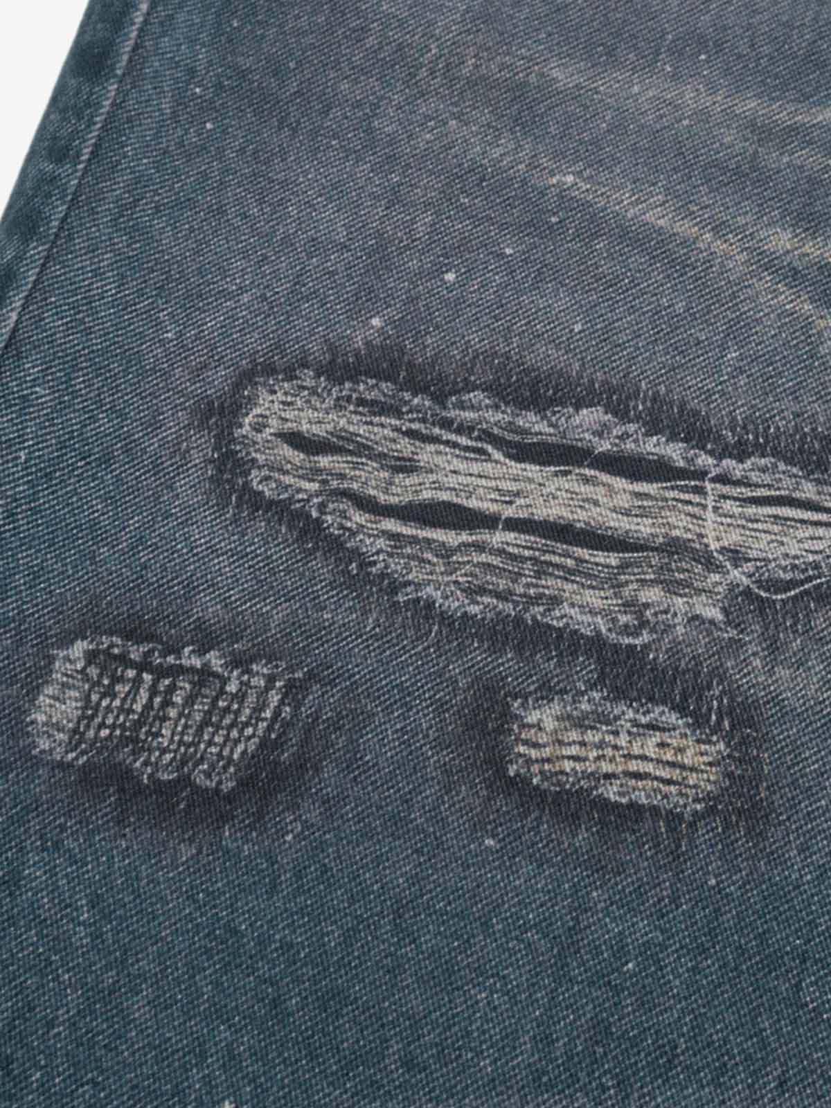 RO Chain Hole 3D Printed Baggy Jeans 