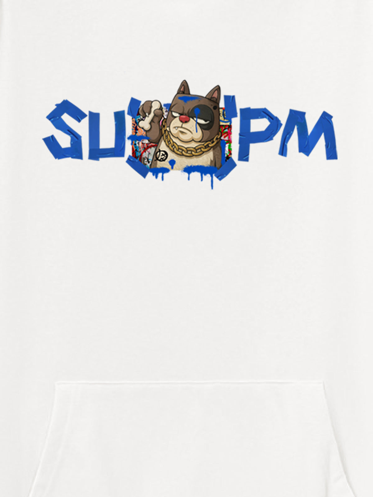 SUPM Cartoon Gold Chain Dog Head Pattern T-shirt 