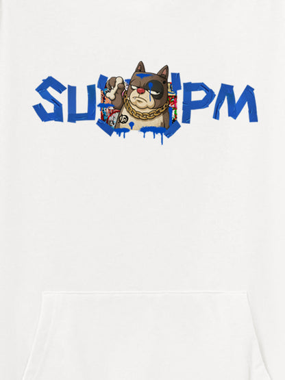 SUPM Cartoon Gold Chain Dog Head Pattern T-shirt 