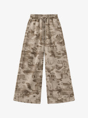 Distressed Camo Zip Hoodie & Wide-Leg Sweatpants Set