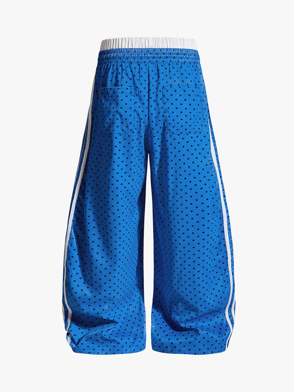 Retro Polka Dot Side Stripe Drawstring Baggy Pants 