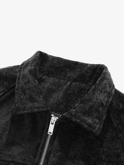 Stylish Velvet Bomber Jacket with Leather Collar for Men 