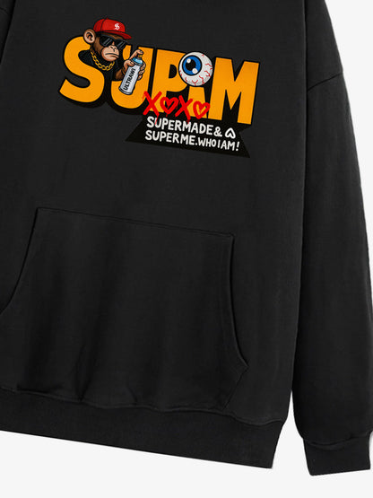 Supermade Hip-hop Monkey Graffiti Hooded Sweatshirt 
