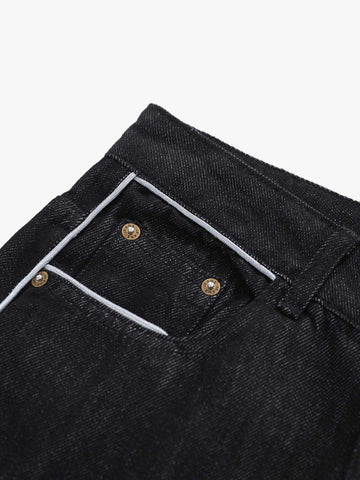 Vintage Contrast Trim Dark Wash Jeans 