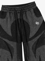 Washed Panelled High-Neck Zip Hoodie & Wide-Leg Sweatpants Set