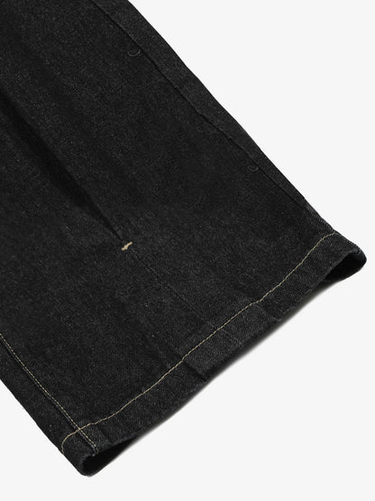 The Supermade Cotton Blend Washed Pleated Wide-leg Jeans With A Scorpion Logo Faux Embroidered Print Design. 