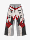 3D Biker Graphic Washed Distressed Wide-Leg Sweatpants