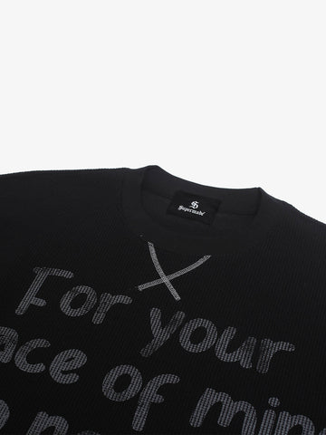 Slogan Graphic Waffle Long Sleeve Tee